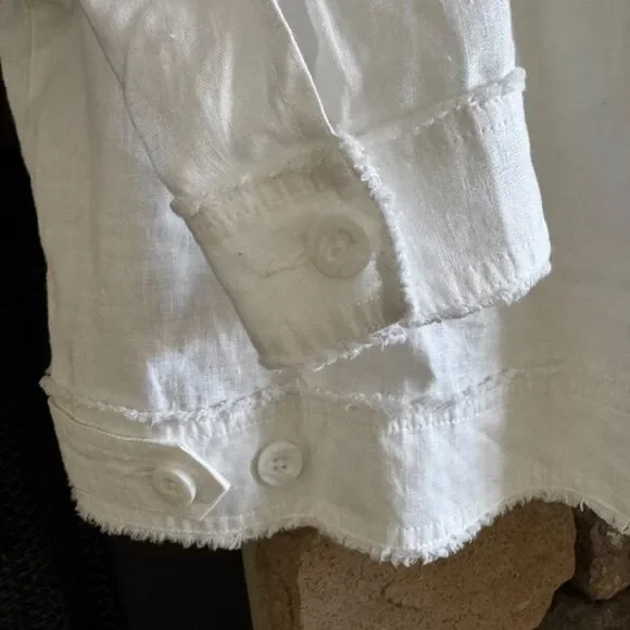 Tommy Bahama Two Palms Linen Jacket White Raw Edge Summer Coastal Timeless Small - Picture 12 of 16
